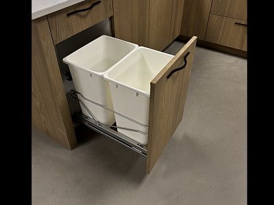 Display Kitchen: Oak and Black,    Counter top: 125’’wide 26’’deep, peninsula: 93 ¼’’wide 39’’deep,  Pantry: 70 ¾’’wide 110’’tall, Fridge: 36’’wide,  Retail Value: $29,240..  Sale Price: $16,000 + Tax..  Includes: Cabinets, Quartz counter tops, Handles, Sink, Cook top, Cabinets accessories. Does not include: Removal from show room, Installation, Aluminum shelf system.